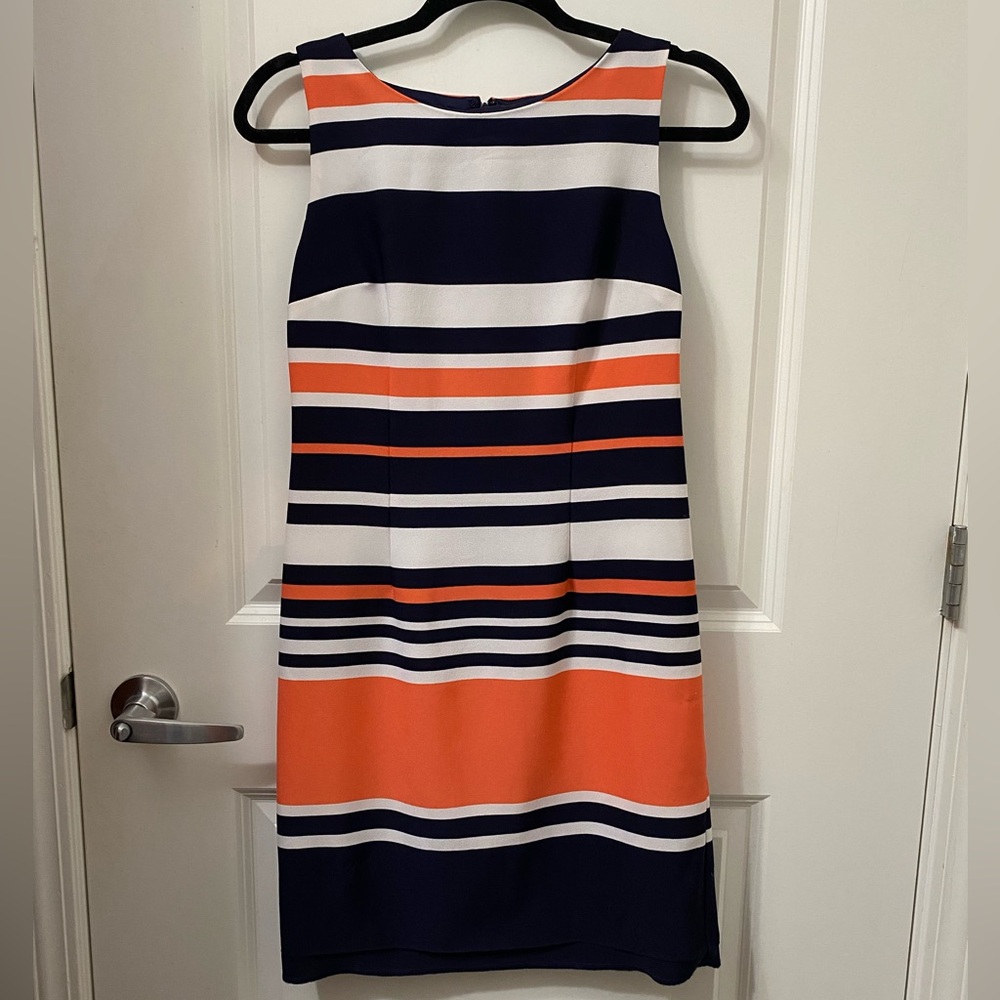 Amanda Lane Orange and Navy Striped Mini Dress